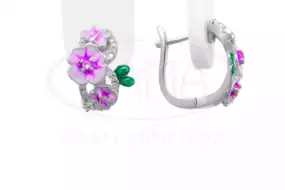 Срібні сережки з Емаллю та Цирконом