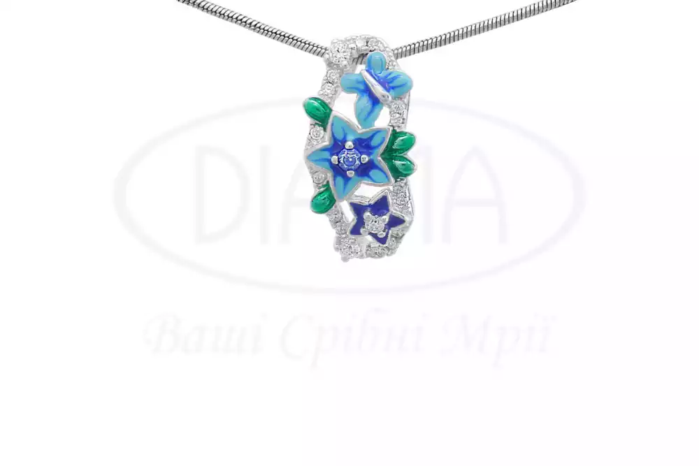 Срібна підвіска з Емаллю та Цирконом фото 1
