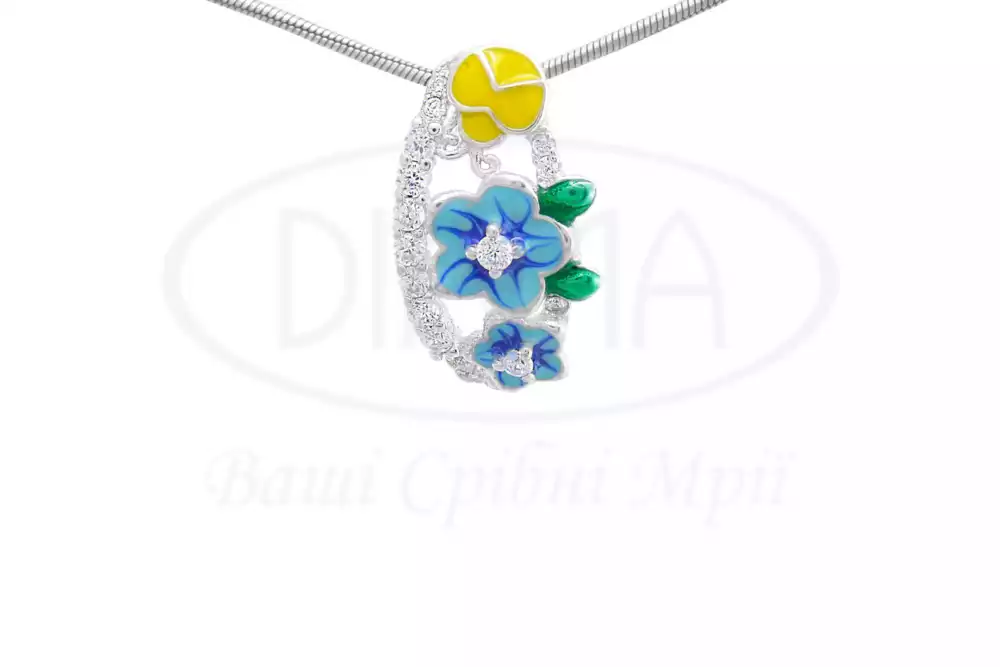 Срібна підвіска з Емаллю та Цирконом фото 1