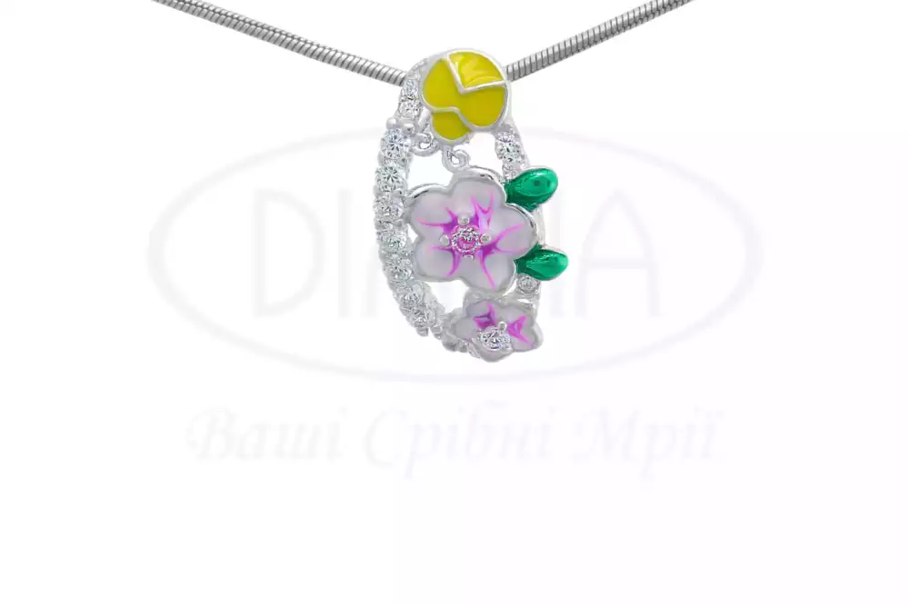 Срібна підвіска з Емаллю та Цирконом фото 1