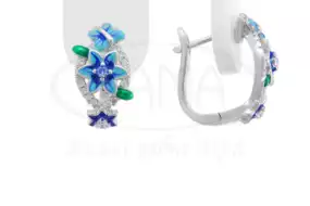 Срібні сережки з Емаллю та Цирконом