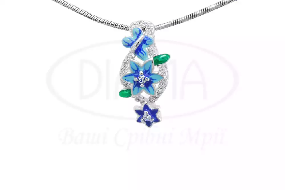 Срібна підвіска з Емаллю та Цирконом фото 1