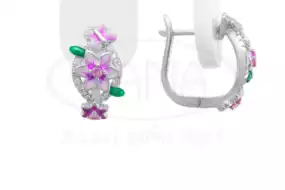 Срібні сережки з Емаллю та Цирконом