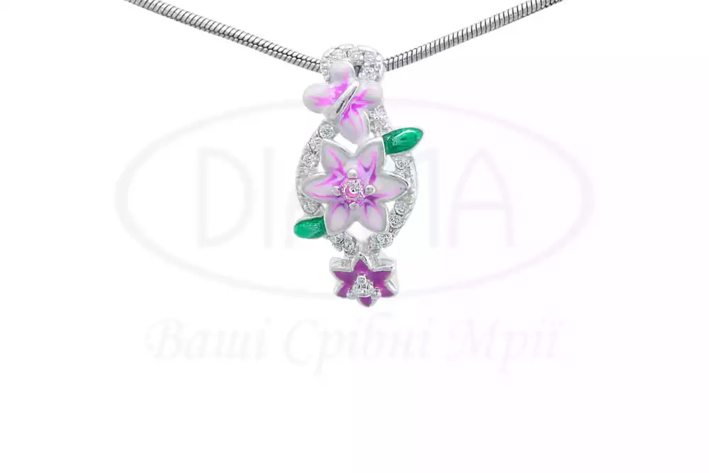 Срібна підвіска з Емаллю та Цирконом фото 1