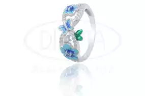 Срібна каблучка з Емаллю та Цирконом