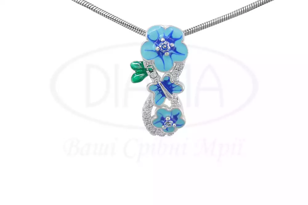 Срібна підвіска з Емаллю та Цирконом фото 1