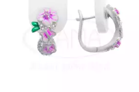 Срібні сережки з Емаллю та Цирконом