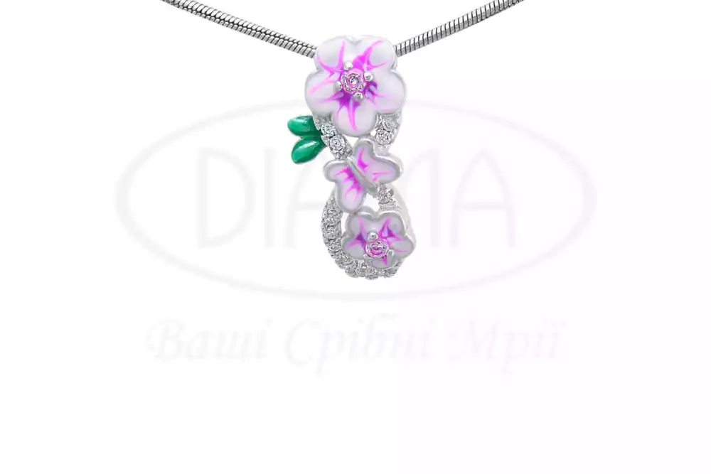 Срібна підвіска з Емаллю та Цирконом фото 1