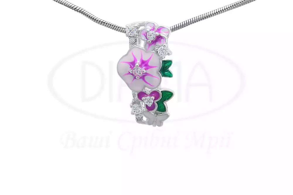 Срібна підвіска з Емаллю та Цирконом фото 1