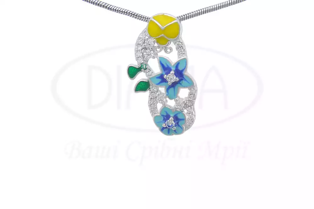 Срібна підвіска з Емаллю та Цирконом фото 1