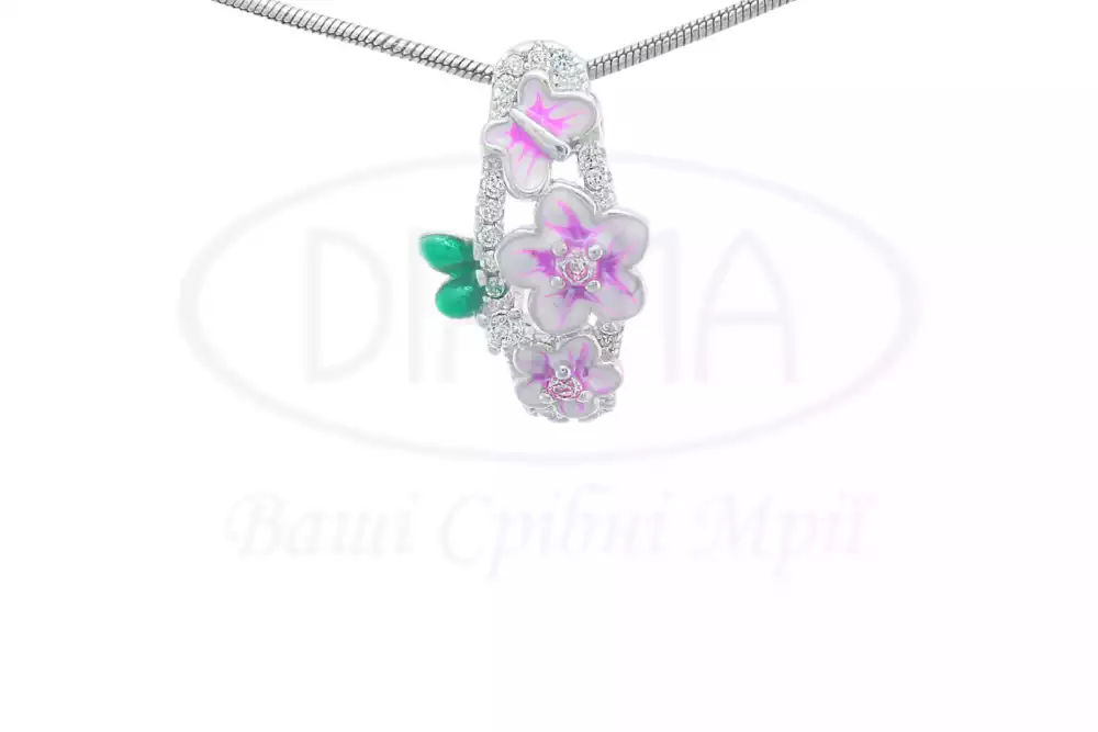 Срібна підвіска з Емаллю та Цирконом фото 1