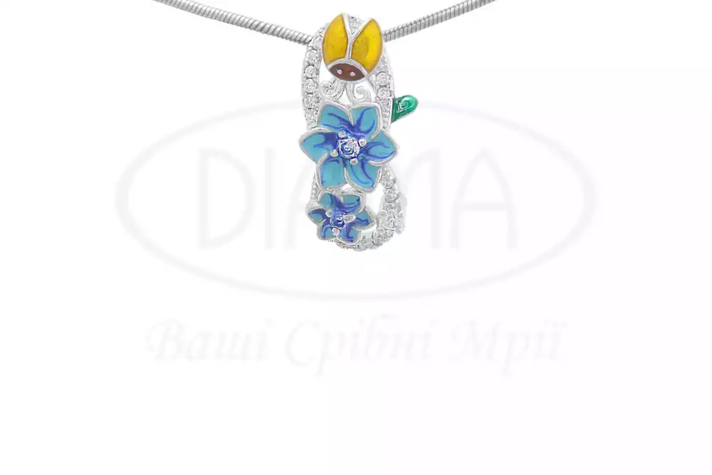 Срібна підвіска з Емаллю та Цирконом фото 1