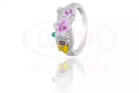 Срібна каблучка з Емаллю та Цирконом