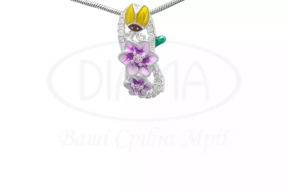 Срібна підвіска з Емаллю та Цирконом фото 1