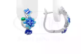 Срібні сережки з Емаллю та Цирконом