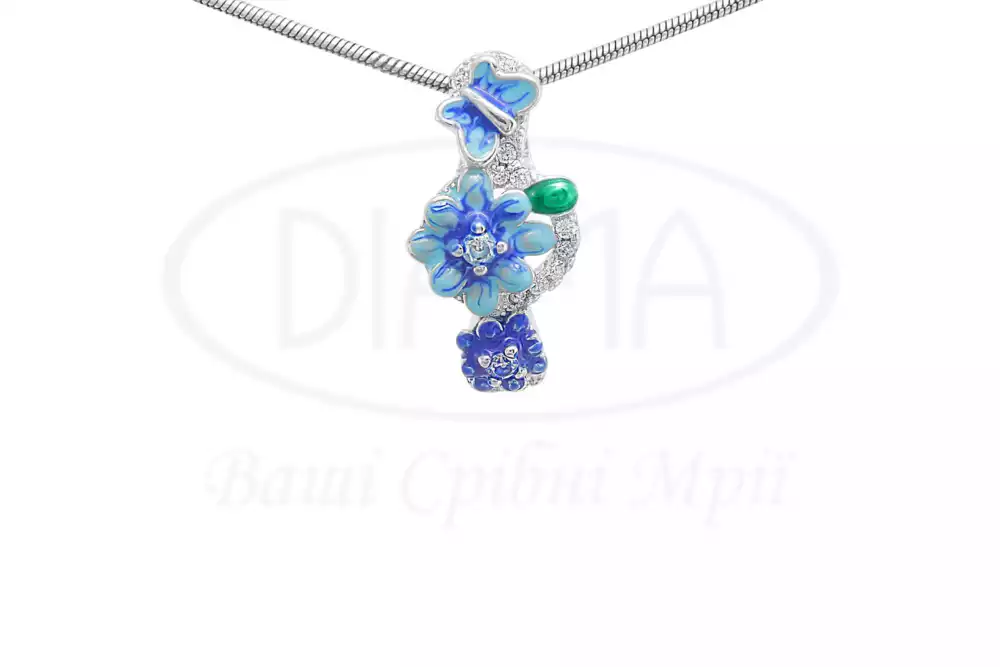 Срібна підвіска з Емаллю та Цирконом фото 1