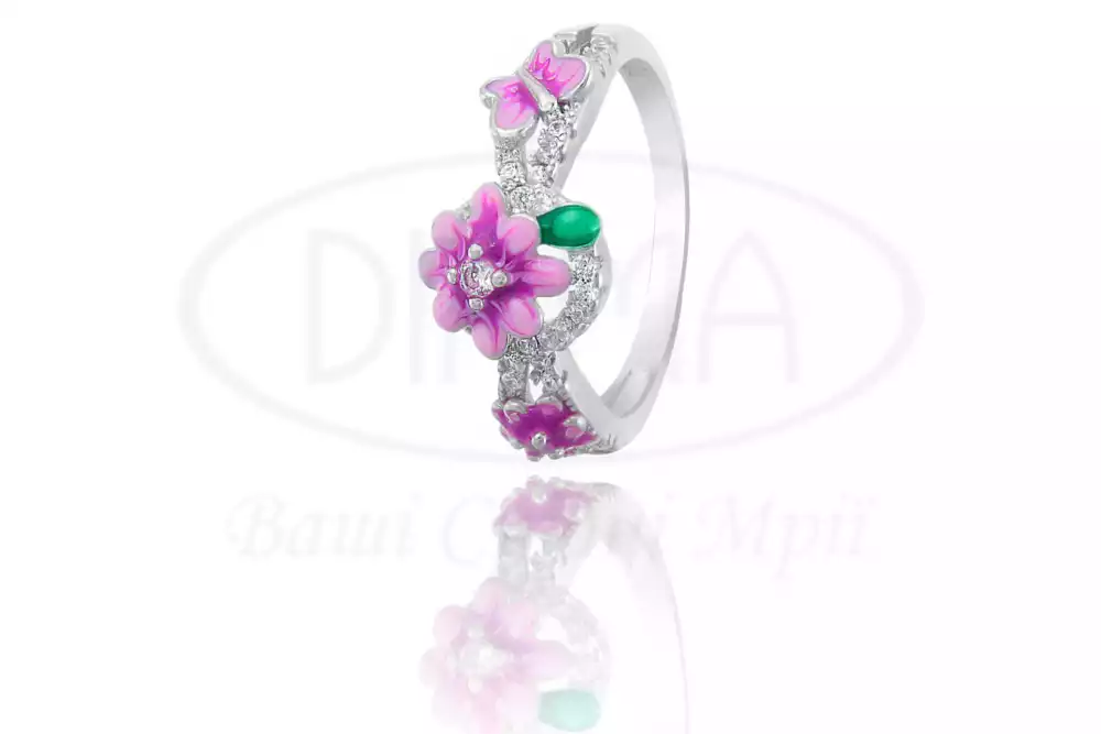 Срібна каблучка з Емаллю та Цирконом фото 1