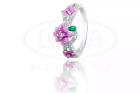 Срібна каблучка з Емаллю та Цирконом