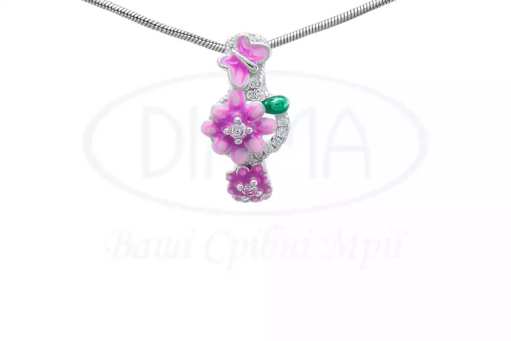 Срібна підвіска з Емаллю та Цирконом фото 1