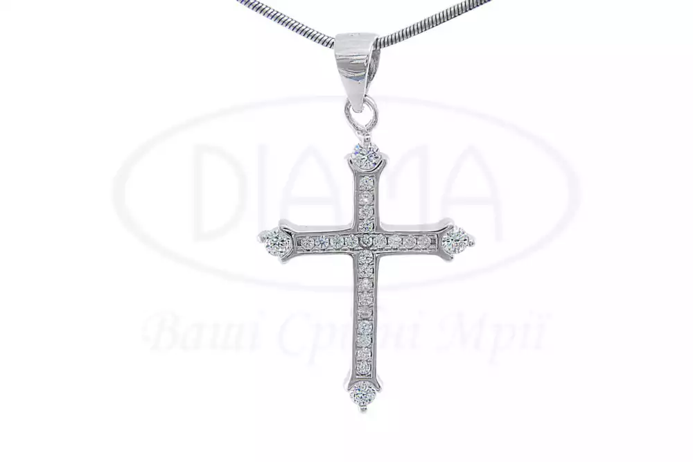 Срібний хрестик з Цирконом фото 1