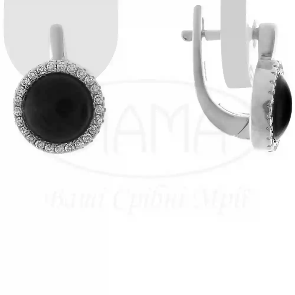 Срібні сережки з Керамікою та Цирконом фото 1