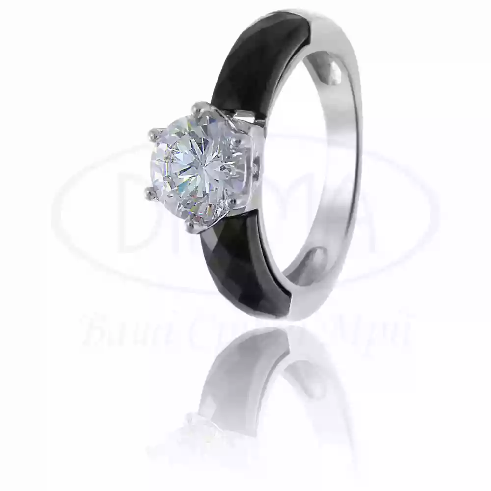 Срібна каблучка з Керамікою та Цирконом фото 1