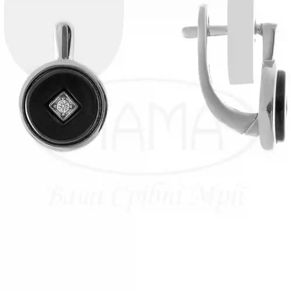 Срібні сережки з Керамікою та Цирконом фото 1