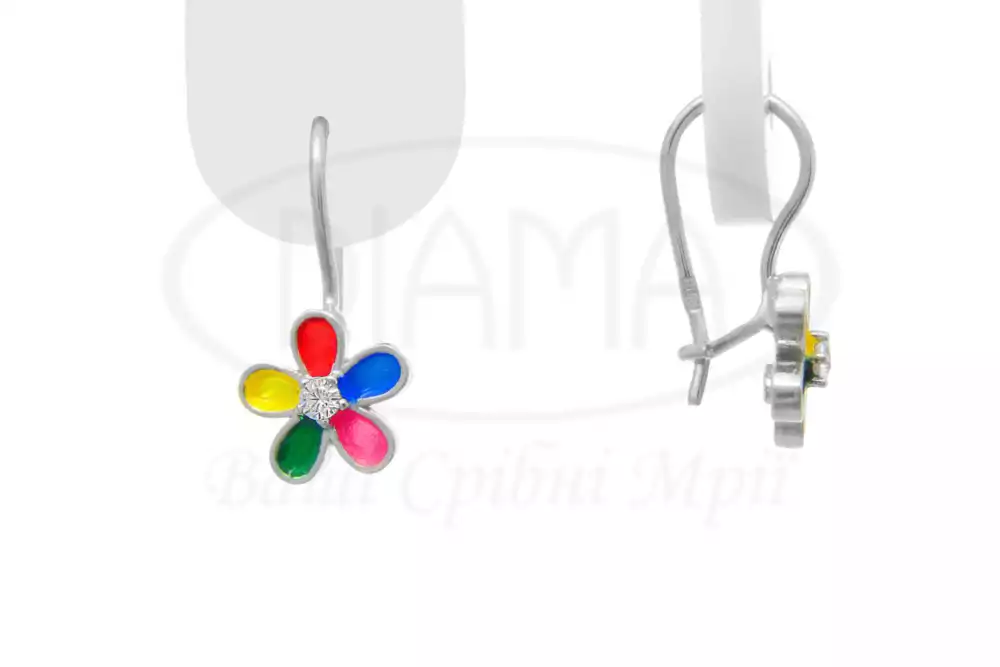 Срібні сережки з Емаллю фото 1
