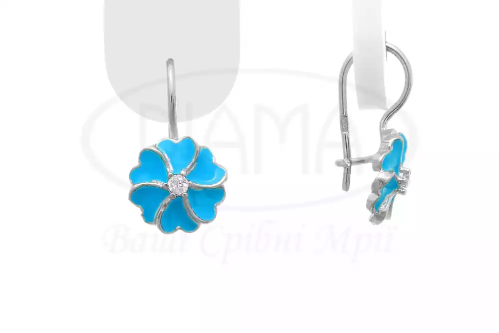 Срібні сережки з Емаллю фото 1