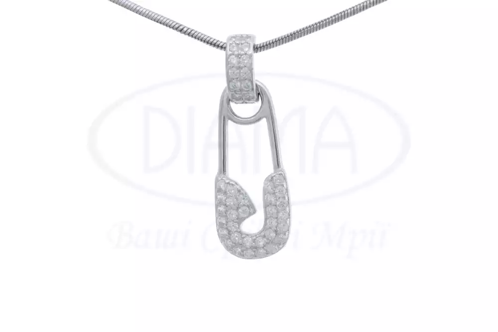 Срібна підвіска з Цирконом "Булавка" фото 1