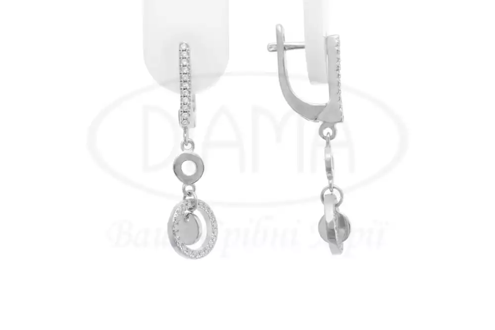 Срібні сережки з Цирконом фото 1