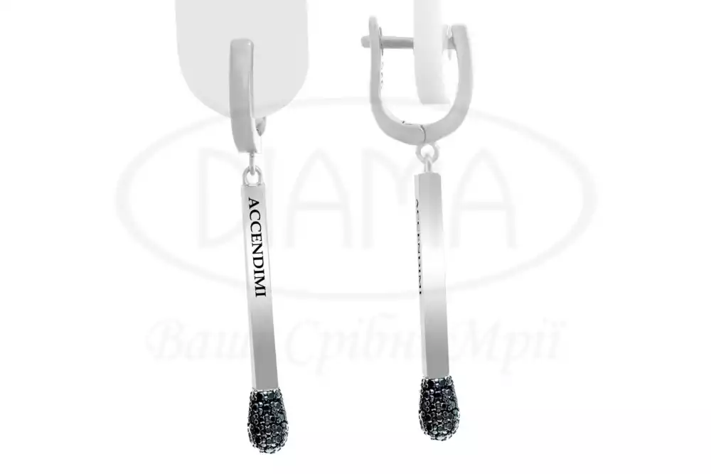 Сережки срібні "Сірник" фото 1