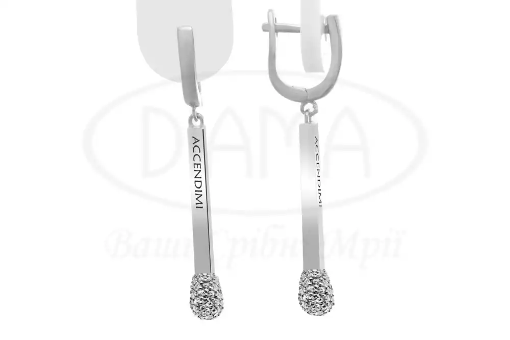 Сережки срібні "Сірник" фото 1