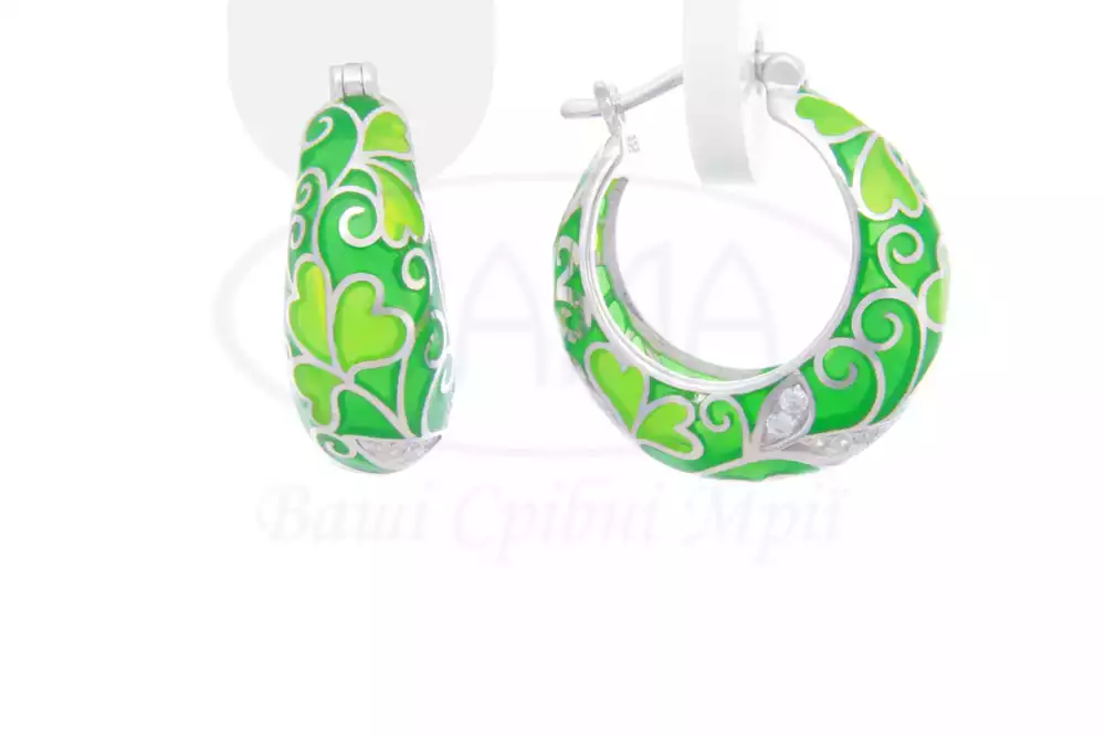 Сережки срібні з Емаллю фото 1