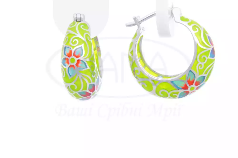 Сережки срібні з Емаллю фото 1