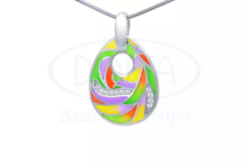 Підвіска срібна з Емаллю та Цирконом фото 1
