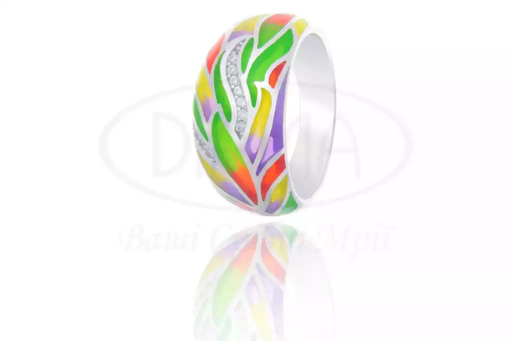 Каблучка срібна з Емаллю та Цирконом фото 1