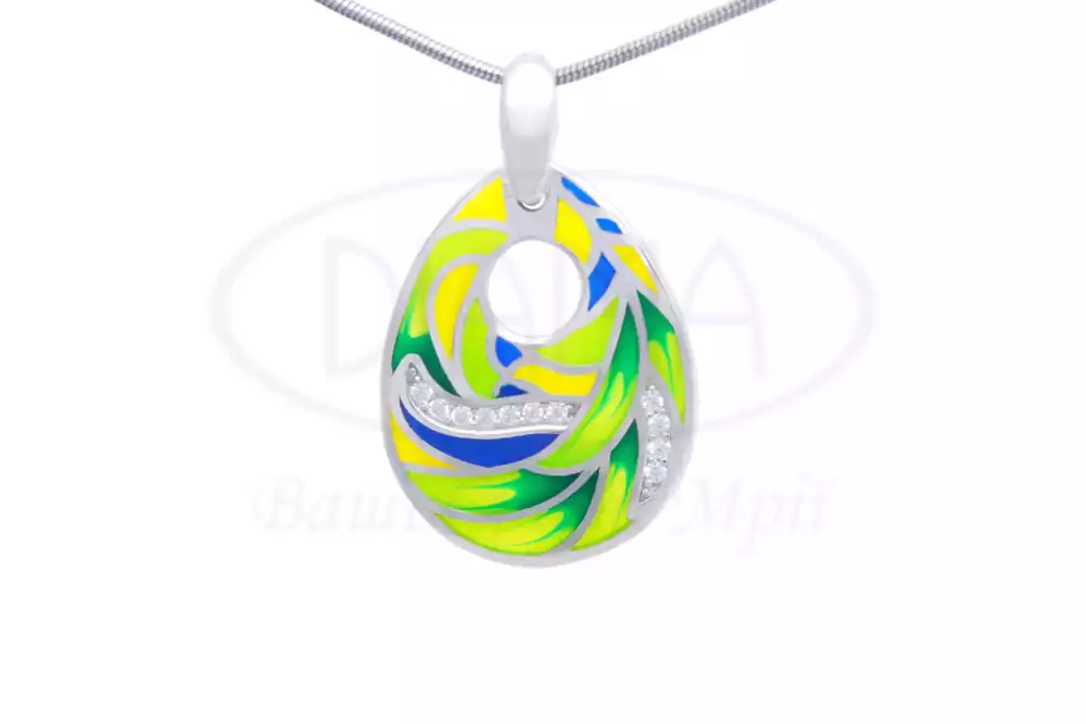 Підвіска срібна з Емаллю та Цирконом фото 1