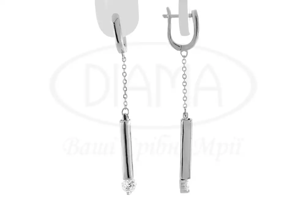 Срібні сережки з Цирконом фото 1