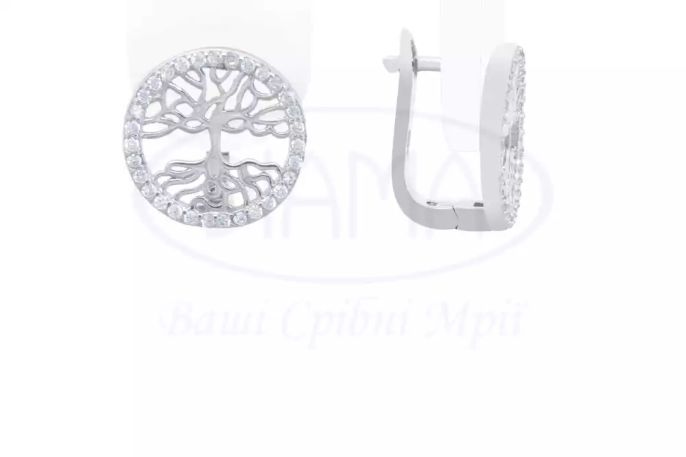 Срібні сережки з Цирконом фото 1