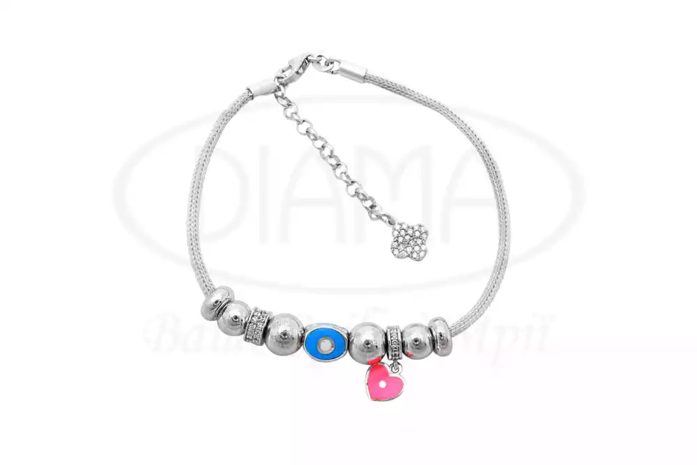 Срібний браслет з емаллю та цирконом фото 2