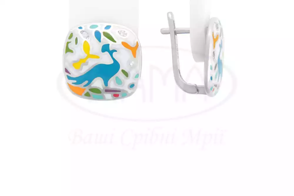 Сережки срібні з Емаллю фото 1