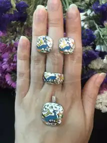 Сережки срібні з Емаллю