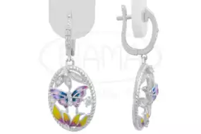 Сережки срібні з Емаллю