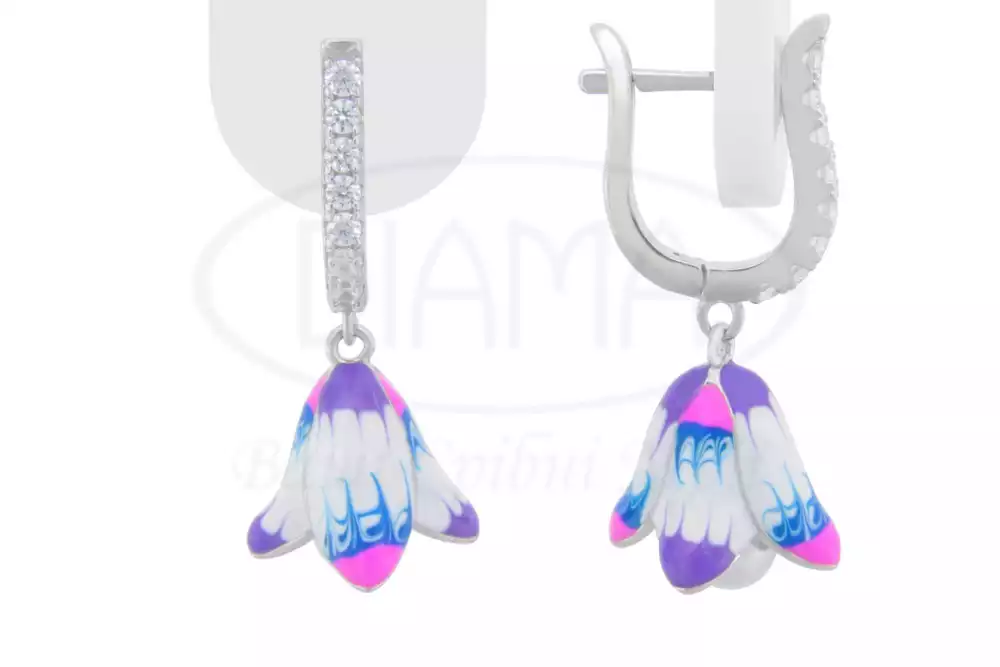 Сережки срібні з Емаллю фото 1