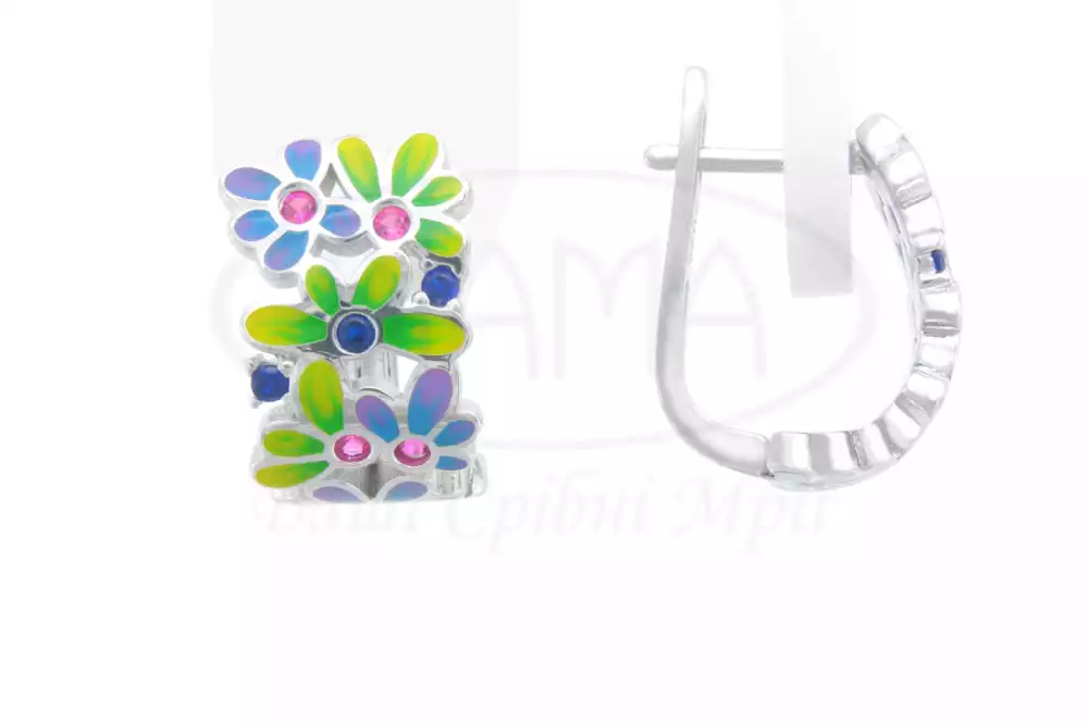 Сережки срібні з Емаллю фото 1
