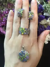 Сережки срібні з Емаллю