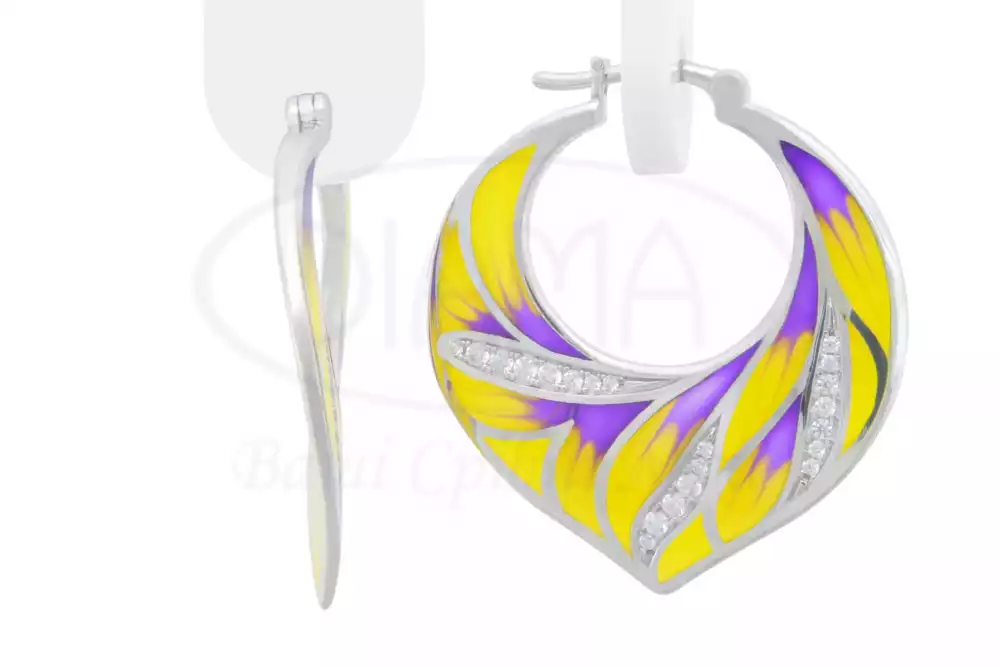 Сережки срібні з Емаллю фото 1