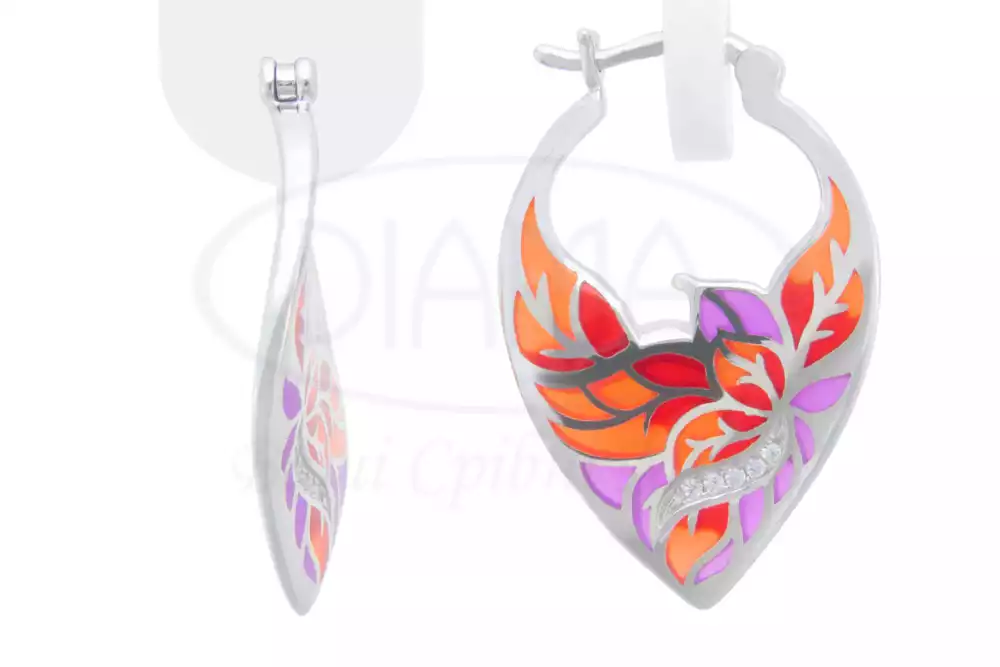 Сережки срібні з Емаллю фото 1