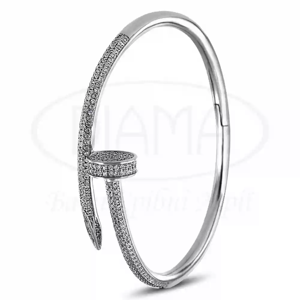 Браслет срібний "Цвях" з цирконом фото 1